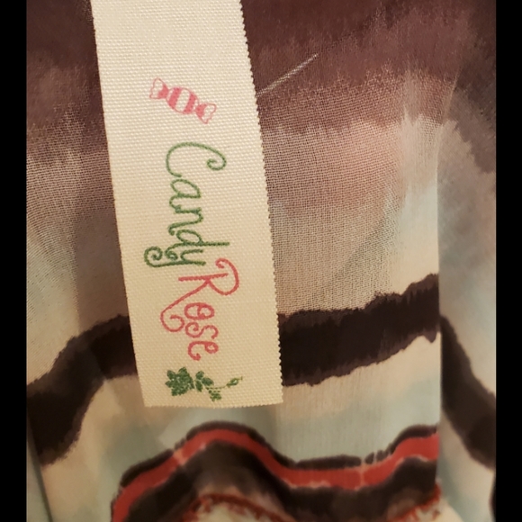CANDY ROSE TOP, CHIFFON SHEER IN BACK. T-SHIRT IN FRONT, XL, NICE - Picture 3 of 12